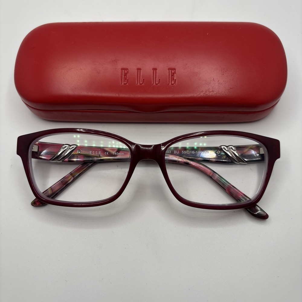 ELLE EL13393 BU BURGUNDY AUTHENTIC EYEGLASSES 55-16-140MM FRAME W/CASE